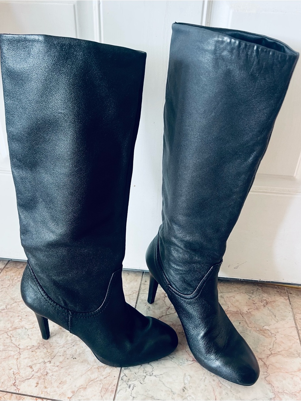 Enzo Angelini Leather Eagibbons Model 4” Heel Knee High Boots
